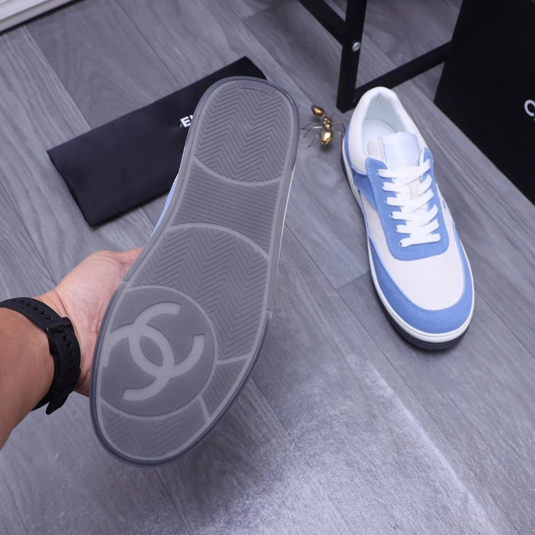 CC BLUE WHITE SUEDE LOW TOP SNEAKERS