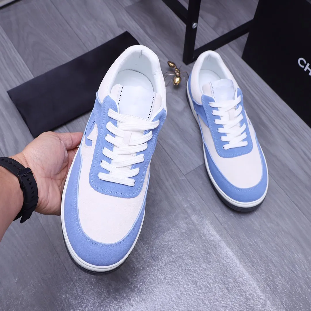 CC BLUE WHITE SUEDE LOW TOP SNEAKERS