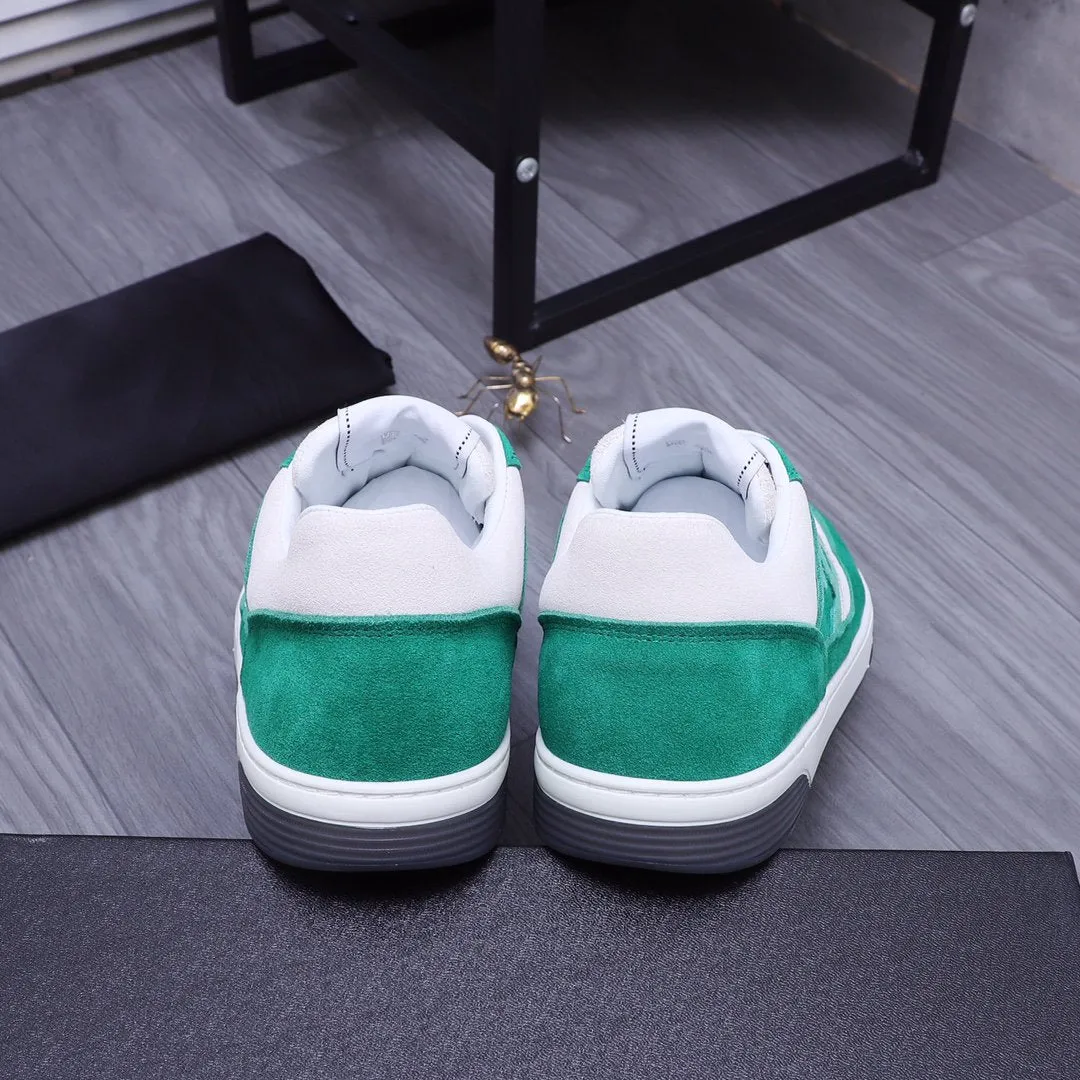 CC GREEN WHITE SUEDE LOW TOP SNEAKERS