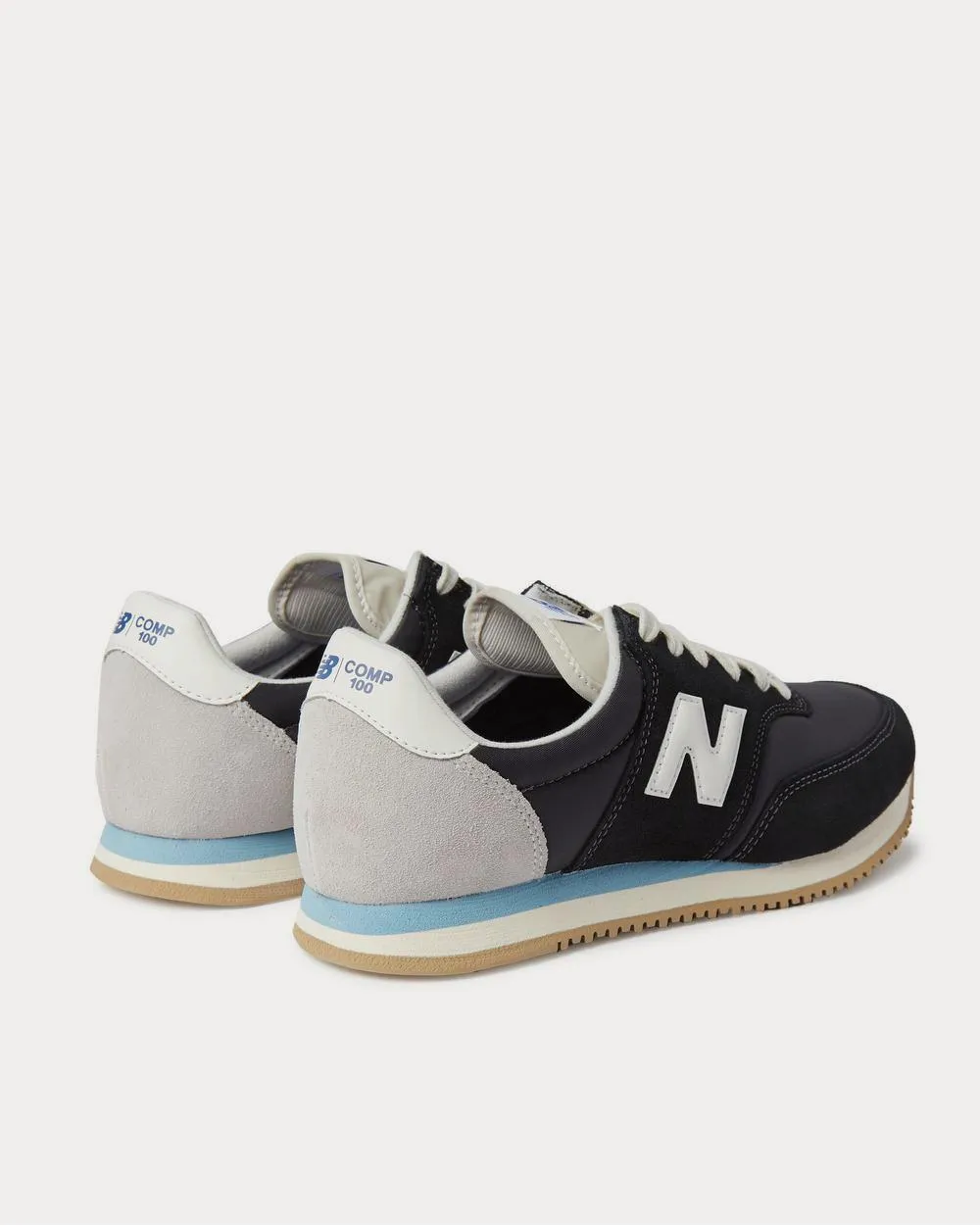 Comp 100 Leather and Suede-Trimmed Shell  Black low top sneakers