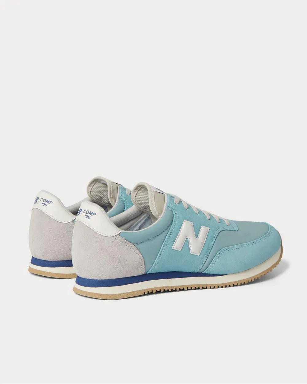 Comp 100 Leather and Suede-Trimmed Shell  Light blue low top sneakers