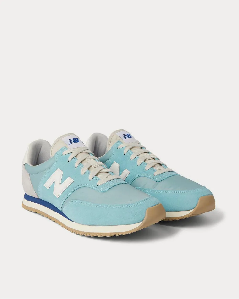 Comp 100 Leather and Suede-Trimmed Shell  Light blue low top sneakers