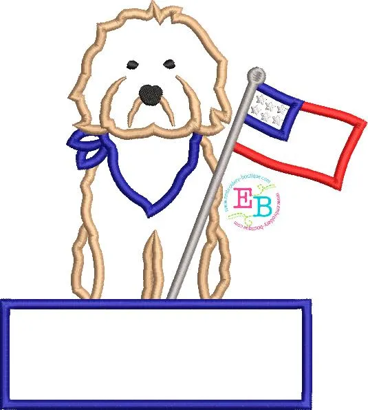 Doodle Flag Banner Satin Applique