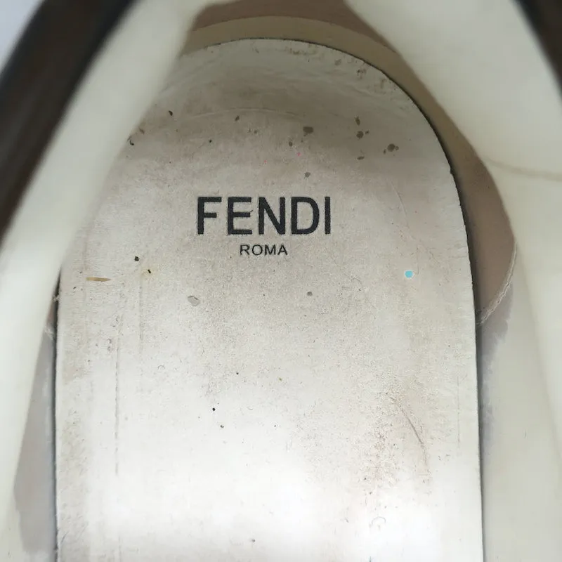 Fendi FF Logo Strap Low Top Sneakers White Leather Size 40