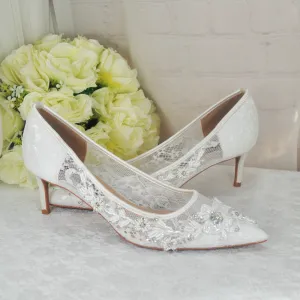 Floral Beaded Lace Heels UK7/US9.5