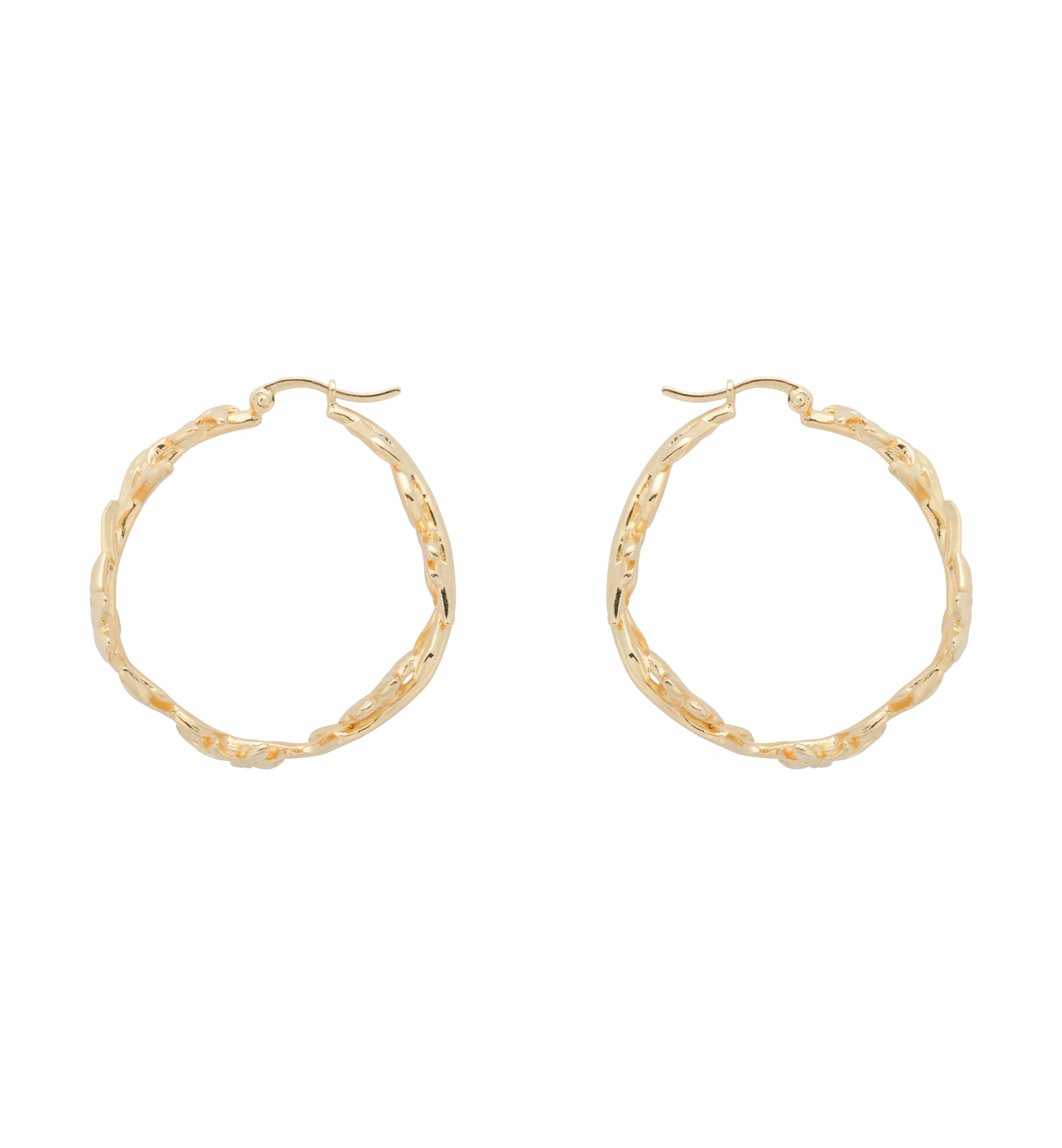 Flower Crown Hoop Earrings - Gold