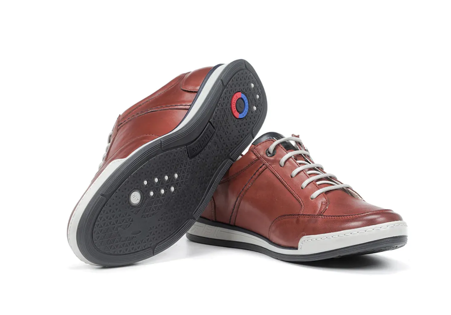 Fluchos Men's F0148 Red leather sneaker with lace and side zip