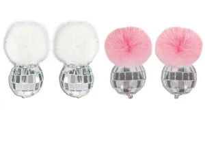 Girlie Disco Ball Dangle Earrings In White Or Pink