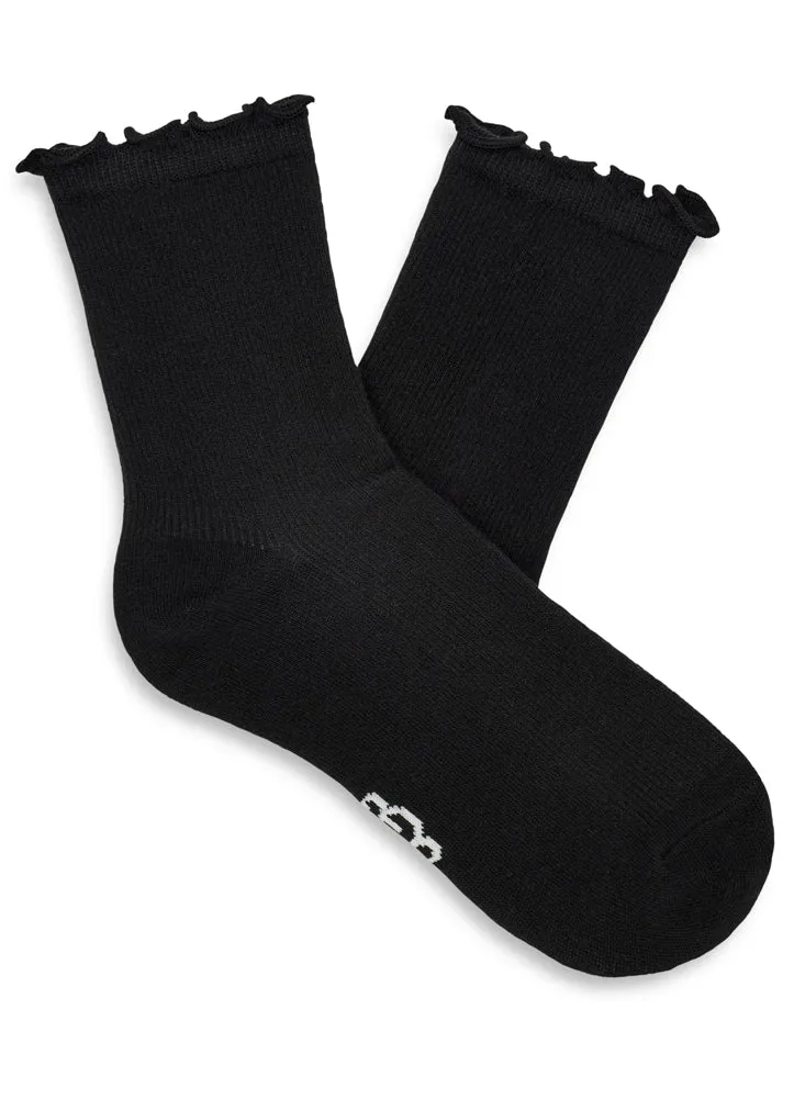 Karsyn Lettuce Edge Sock in Black by UGG