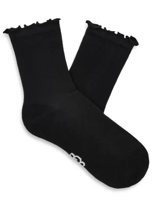 Karsyn Lettuce Edge Sock in Black by UGG