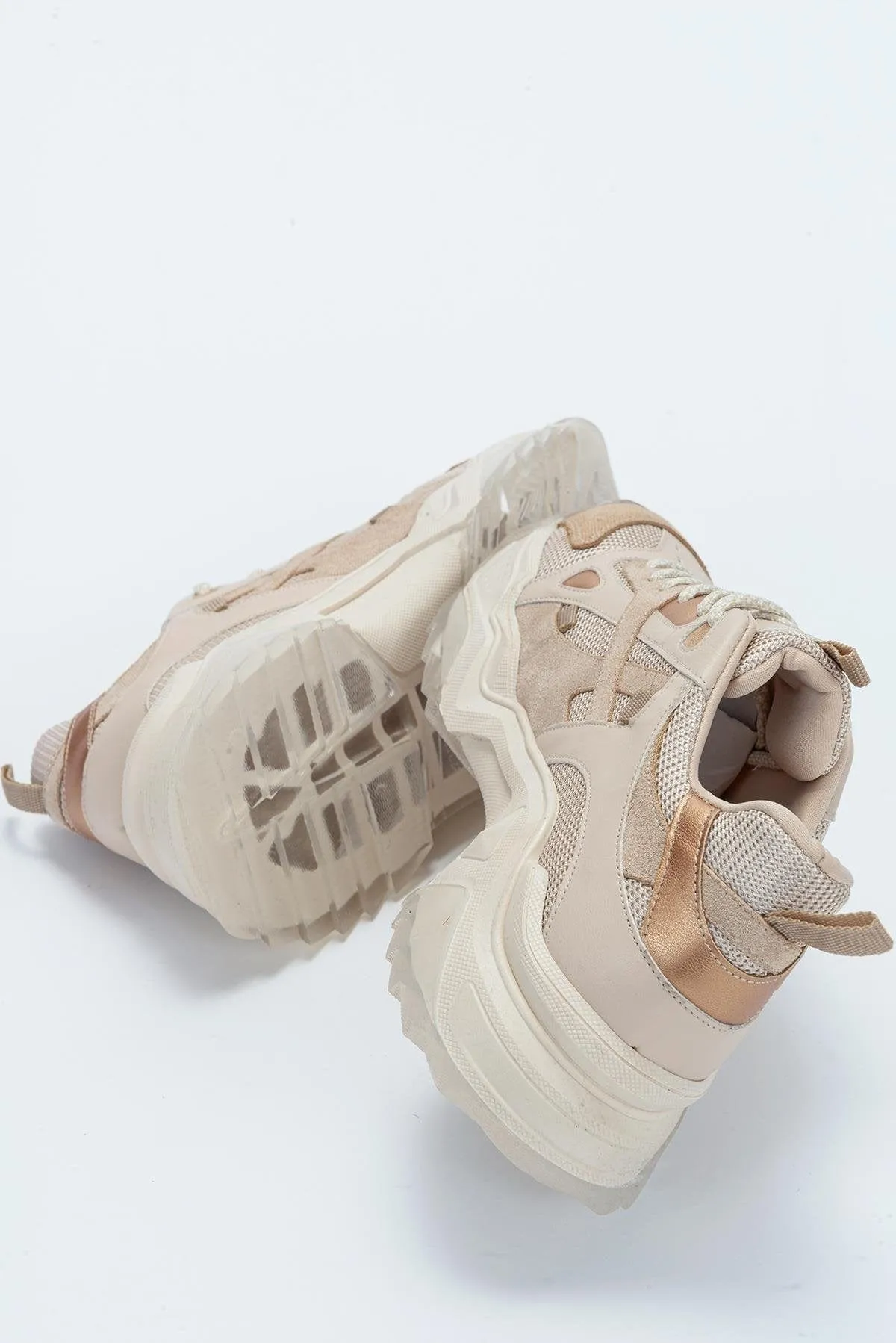 Loretta Vegan Leather Platform Sneakers | Beige