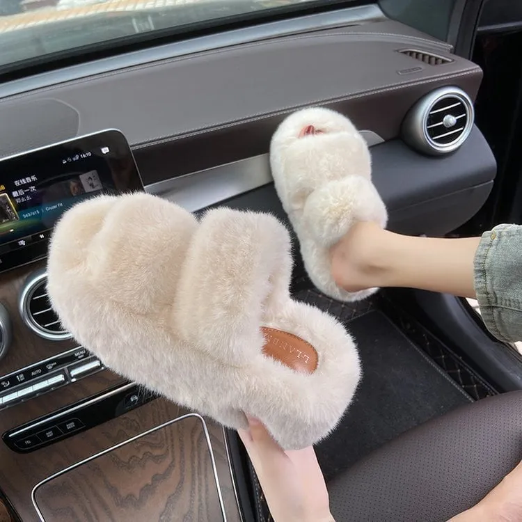LovelyRLovely Leisure Fleece-lined Platform Slippers