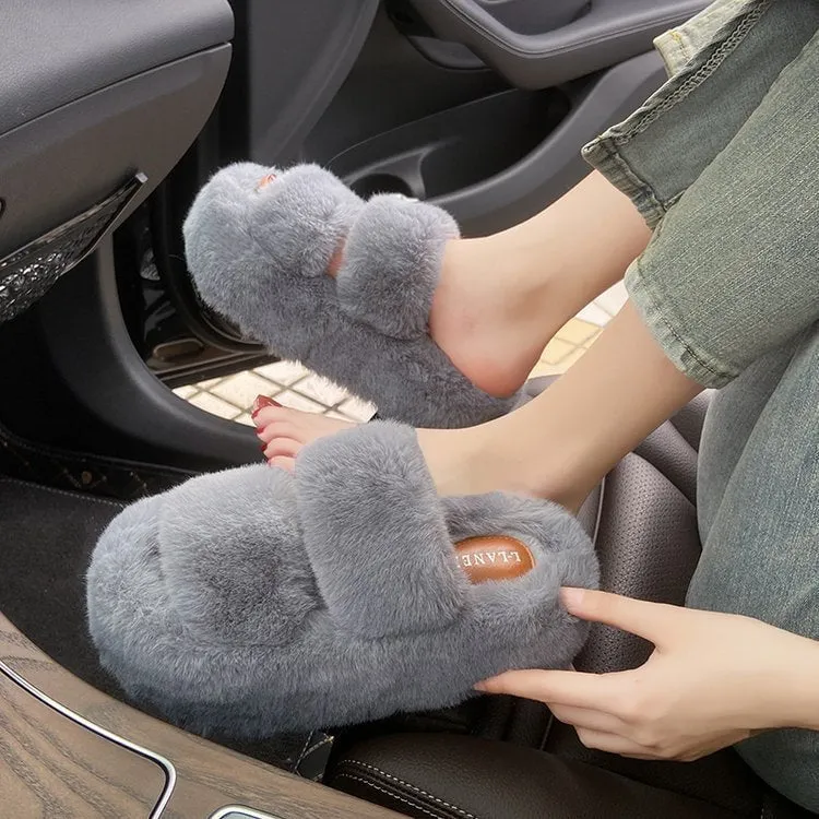 LovelyRLovely Leisure Fleece-lined Platform Slippers