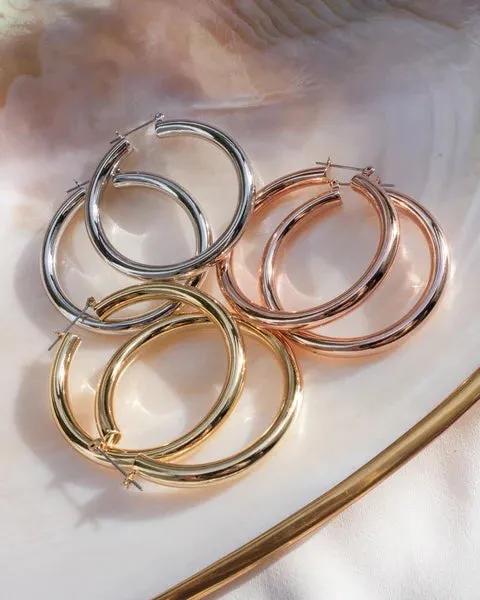 LUV AJ BABY AMALFI TUBE HOOPS IN SILVER