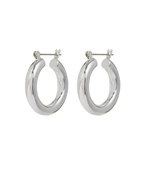 LUV AJ BABY AMALFI TUBE HOOPS IN SILVER