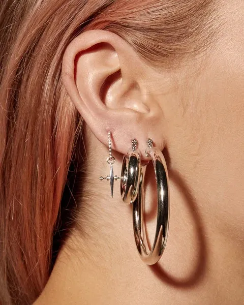 LUV AJ BABY AMALFI TUBE HOOPS IN SILVER
