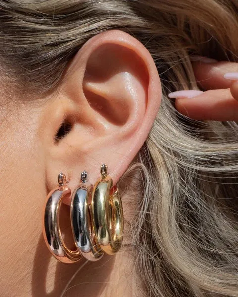LUV AJ BABY AMALFI TUBE HOOPS IN SILVER