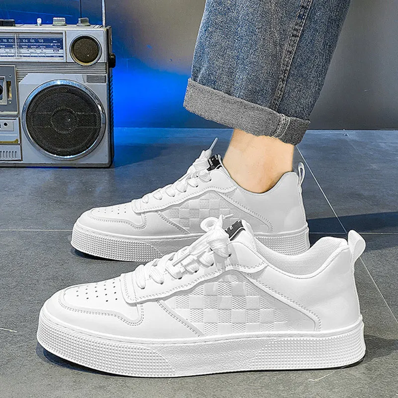 Men's Casual Plaid Sneakers - Breathable Lace-Up Fashion Flats - Trendy Shop