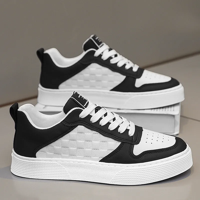 Men's Casual Plaid Sneakers - Breathable Lace-Up Fashion Flats - Trendy Shop
