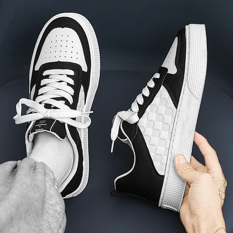 Men's Casual Plaid Sneakers - Breathable Lace-Up Fashion Flats - Trendy Shop