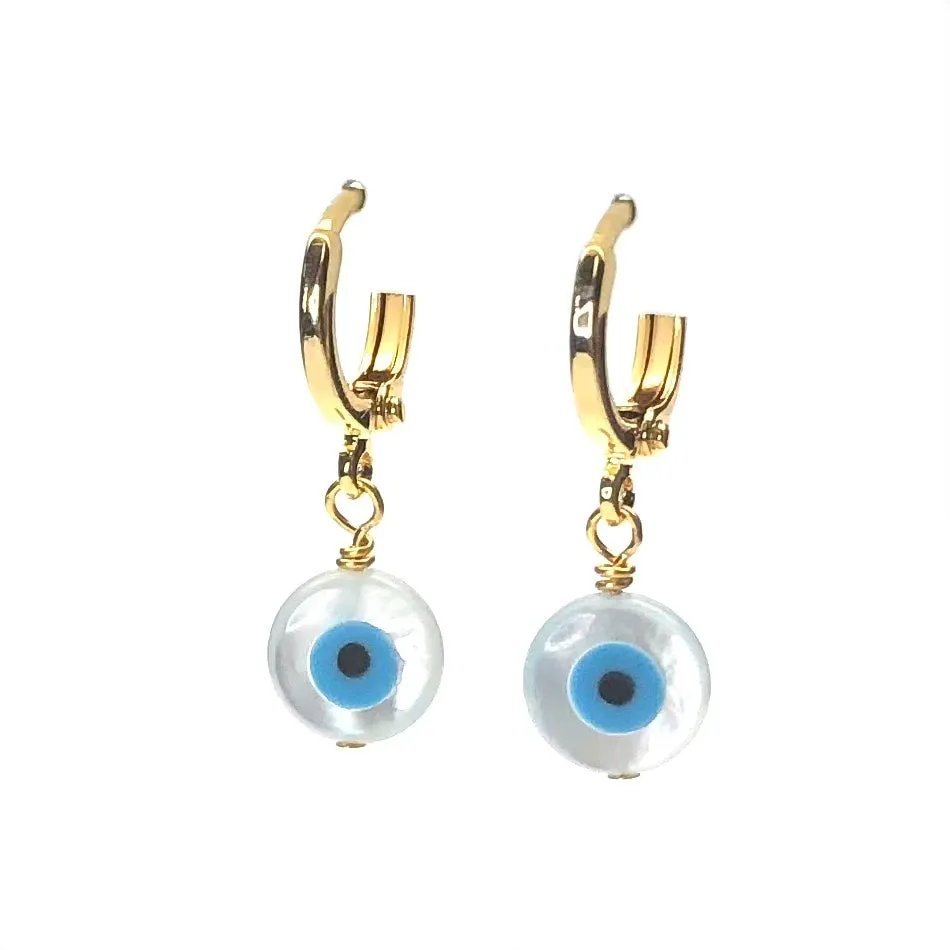 MOTHER OF PEARL EVIL EYE HUGGIE