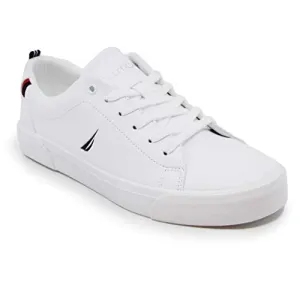 Nautica Men's Fashion Sneaker, Classic Low Top Loafer, Casual Lace-Up Shoe-Graves-White/Navy-7.5