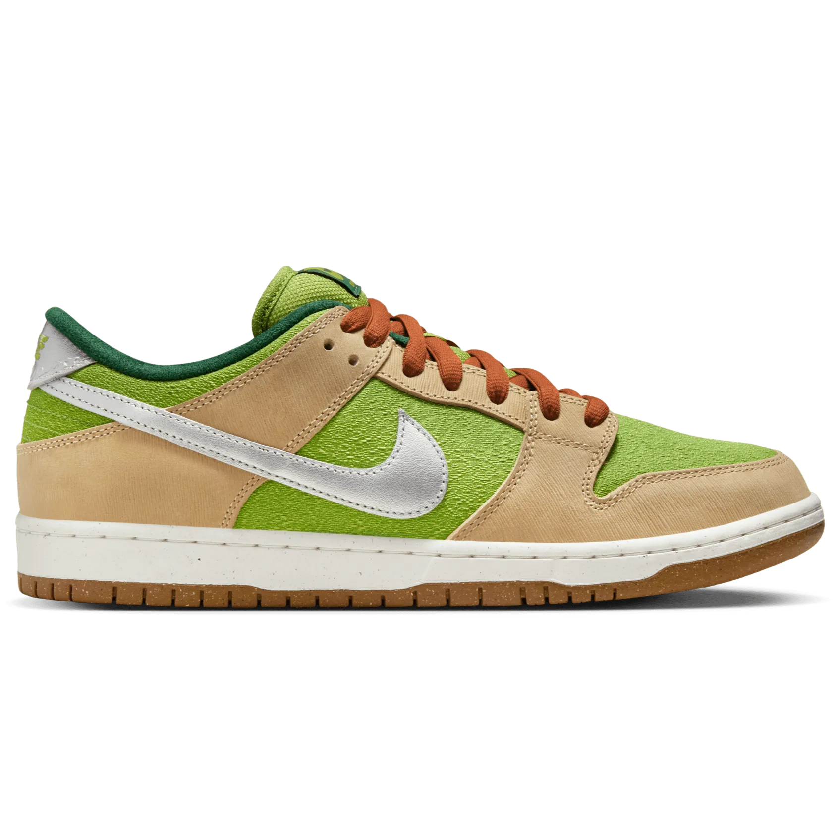 Nike SB Dunk Low Pro Skateboard Shoe - Sesame/Metallic Silver-Pear-Fir