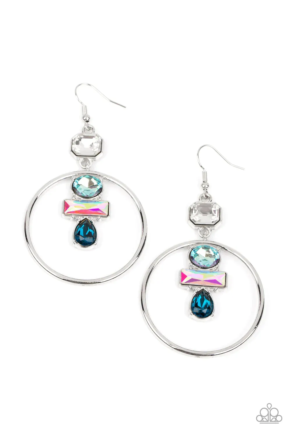Paparazzi Geometric Glam Earrings Blue