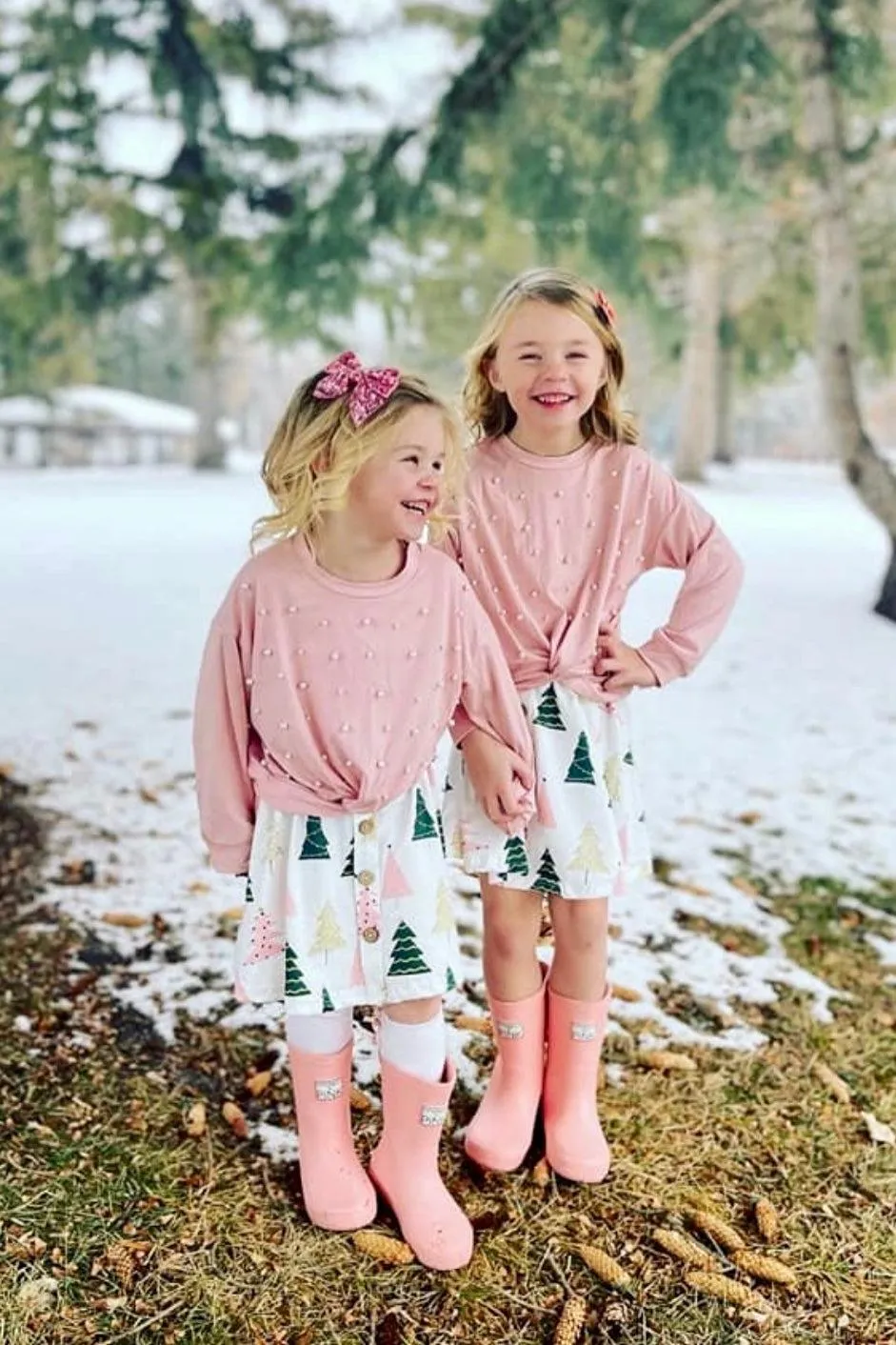 Pink Pearl Christmas Tree Skirt Set