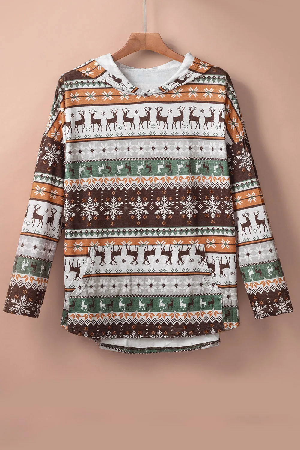 Plus Size Reindeer High Low Hoodie
