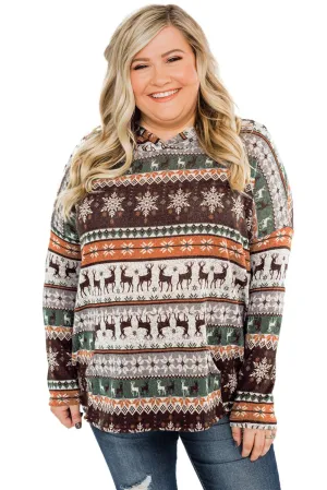 Plus Size Reindeer High Low Hoodie
