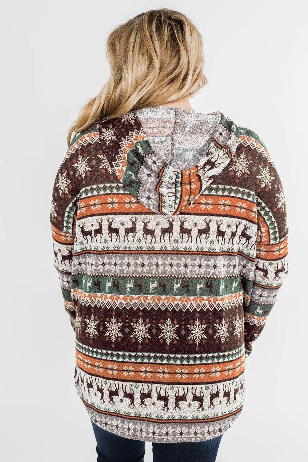 Plus Size Reindeer High Low Hoodie