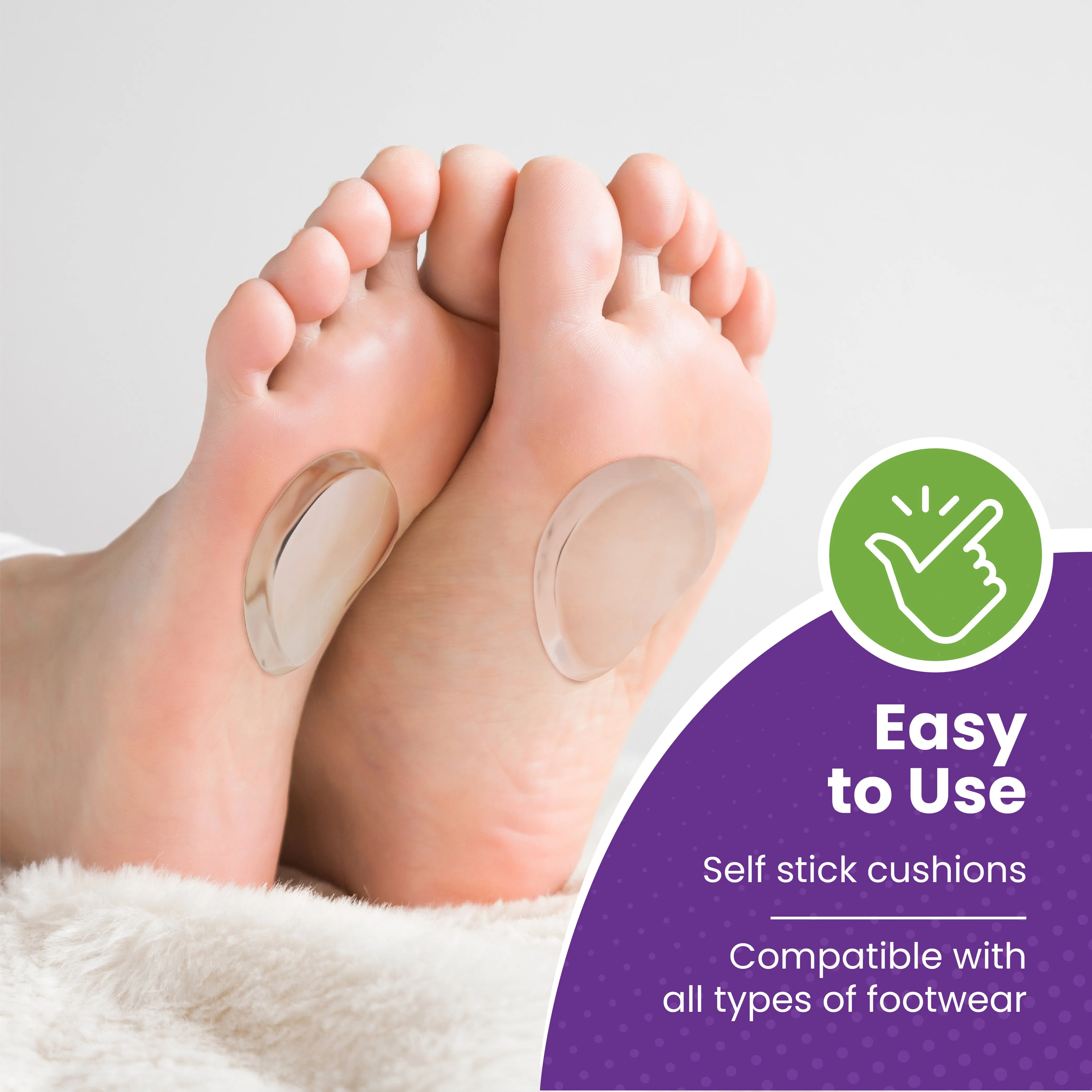 Premium Gel Ball of Foot Cushions - Reusable Clear Gel Metatarsal Pads - Foot Pain Relief - 1/4 Inch
