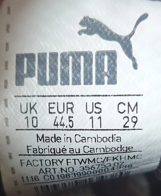 Puma Smash Buck Low Leather Trainers UK10/US11/EU44.5 356753 02 Black/White