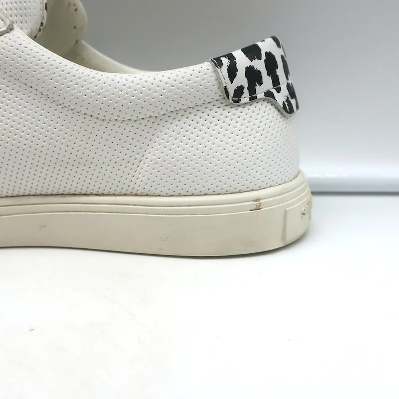 Saint Laurent Andy Leopard Low Top Sneakers White Perforated Leather Size 39