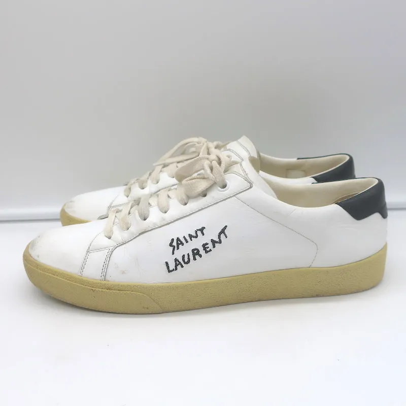 Saint Laurent Court Classic SL/06 Embroidered Low Top Sneakers White Size 40