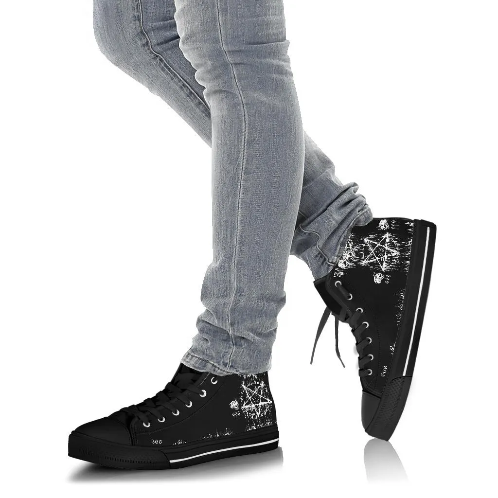 Satanic Skull Melting Inverted Pentagram High Tops New 666 Version