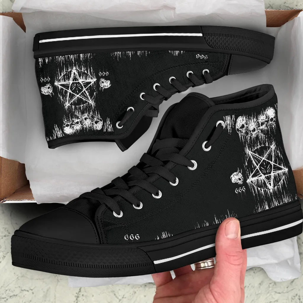 Satanic Skull Melting Inverted Pentagram High Tops New 666 Version