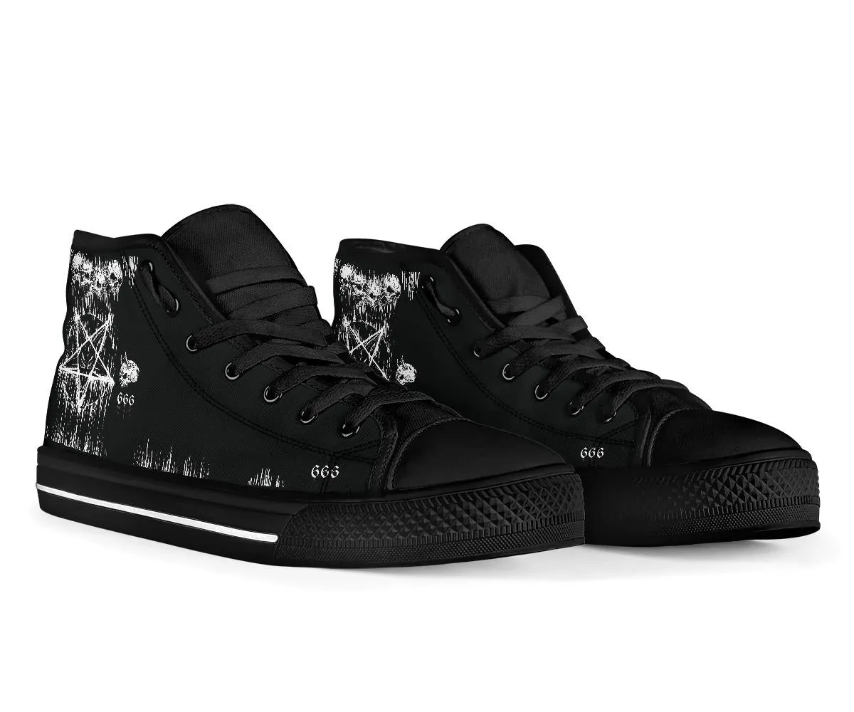 Satanic Skull Melting Inverted Pentagram High Tops New 666 Version