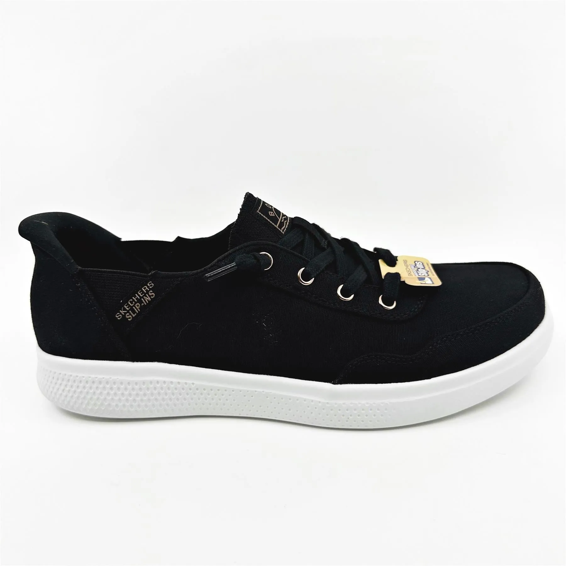 Skechers Bobs Skipper Keep It Sweet Black Womens Wide Slip On Sneakers