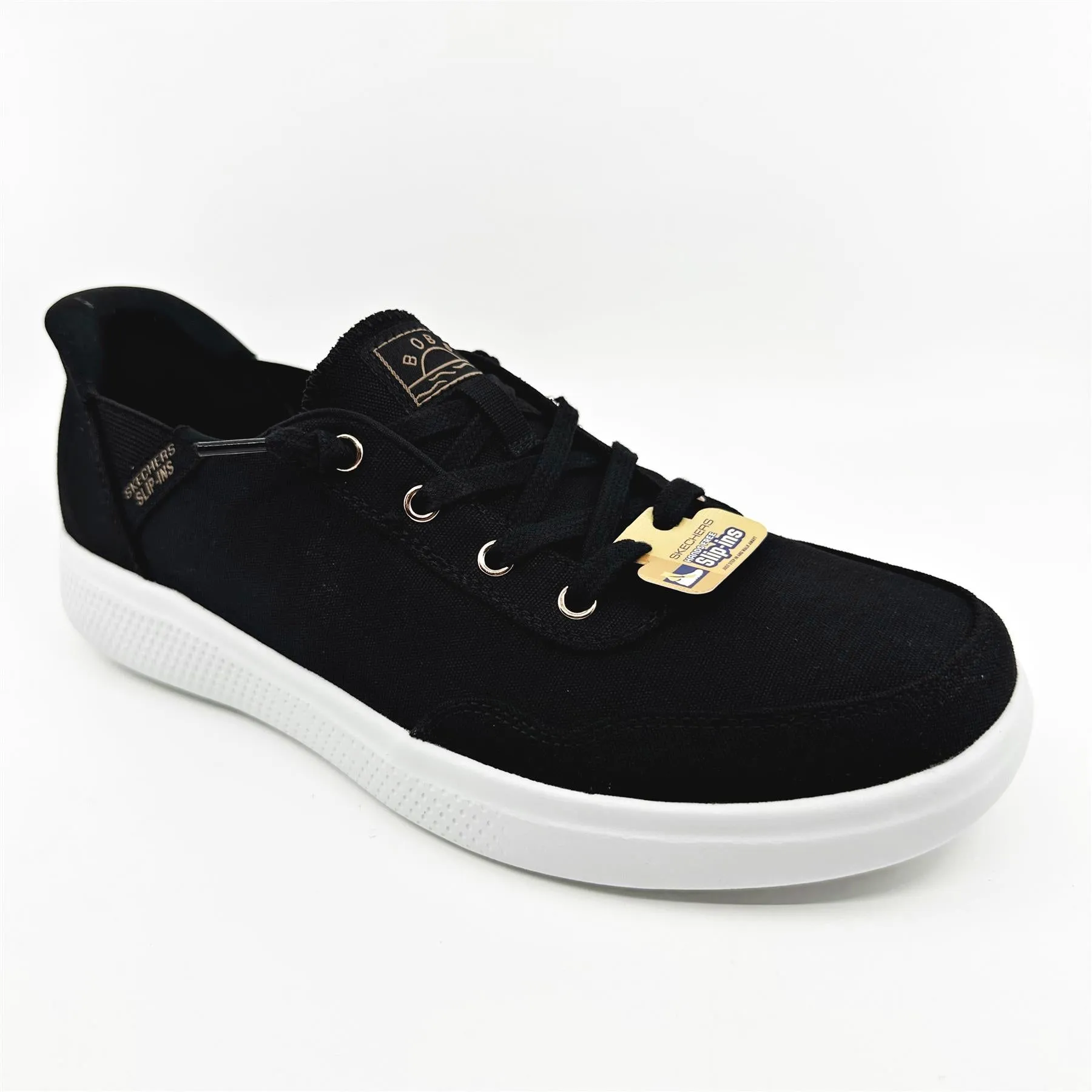 Skechers Bobs Skipper Keep It Sweet Black Womens Wide Slip On Sneakers