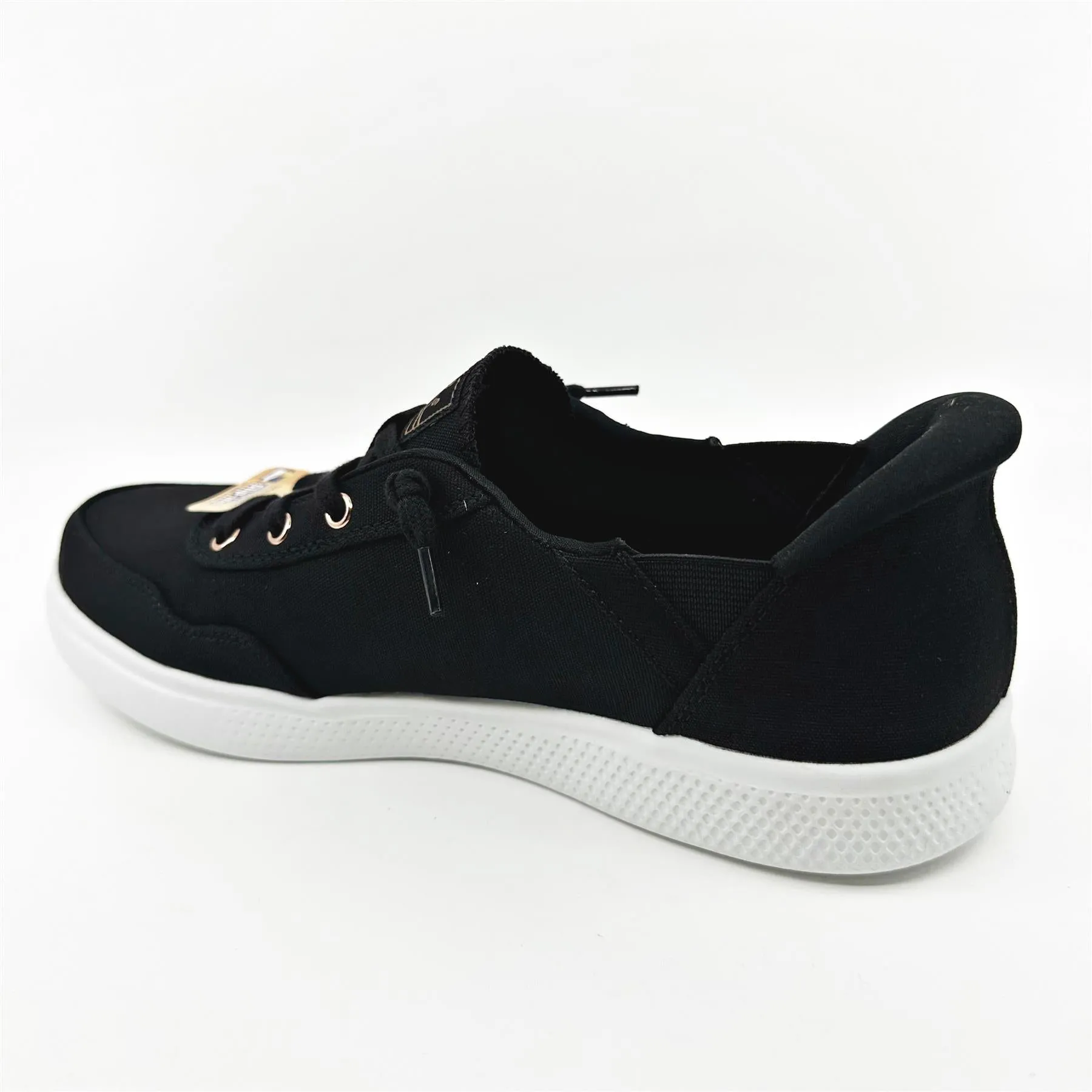 Skechers Bobs Skipper Keep It Sweet Black Womens Wide Slip On Sneakers