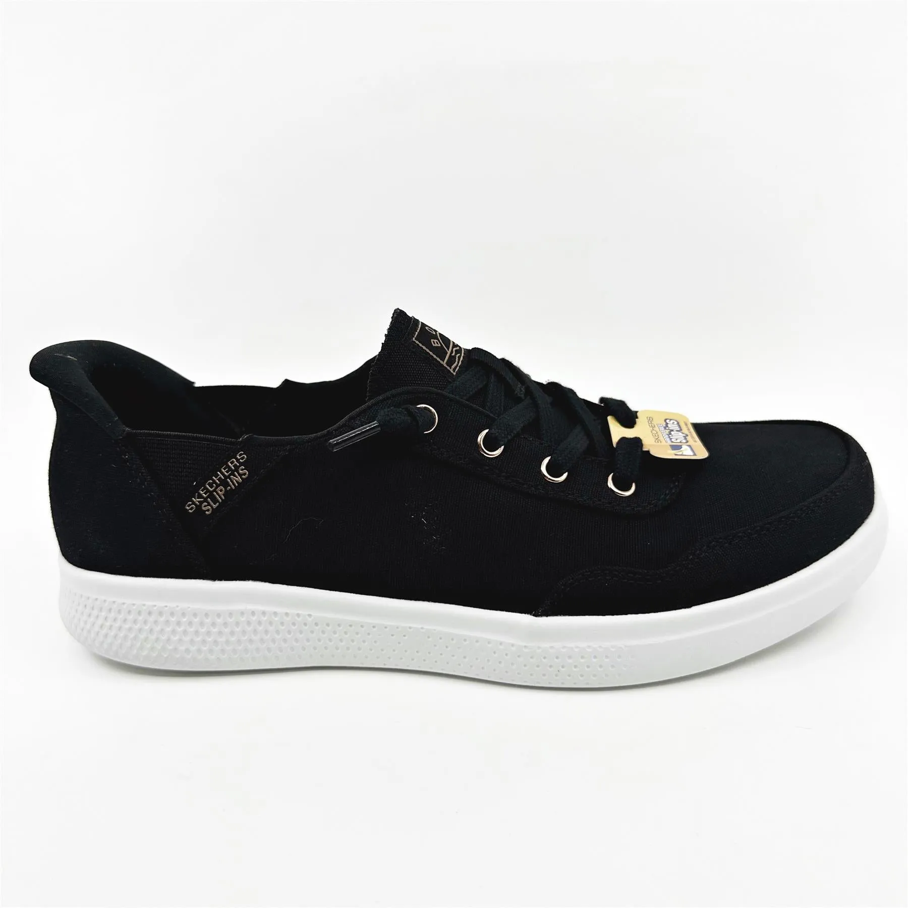 Skechers Bobs Skipper Keep It Sweet Black Womens Wide Slip On Sneakers