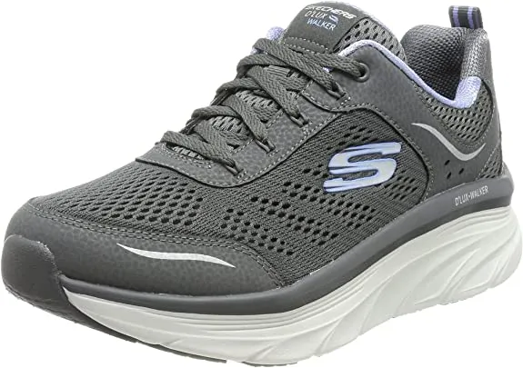 Skechers D'Lux Walker-Infinite Motion Charcoal Lace Up Low Top Fashion Sneakers