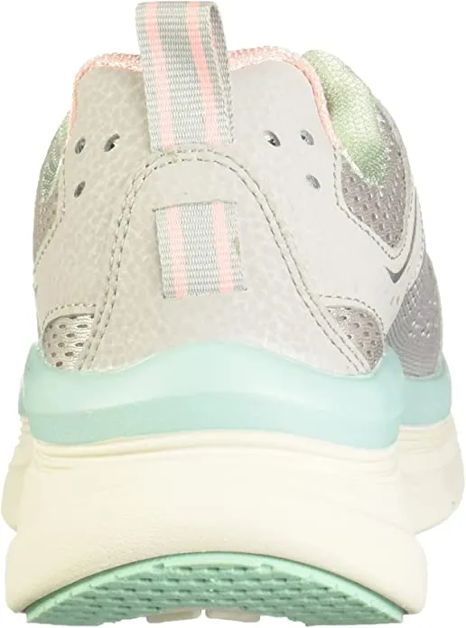 Skechers D'Lux Walker Infinite Motion Grey/Coral Lace Up Mesh Low Top Sneakers