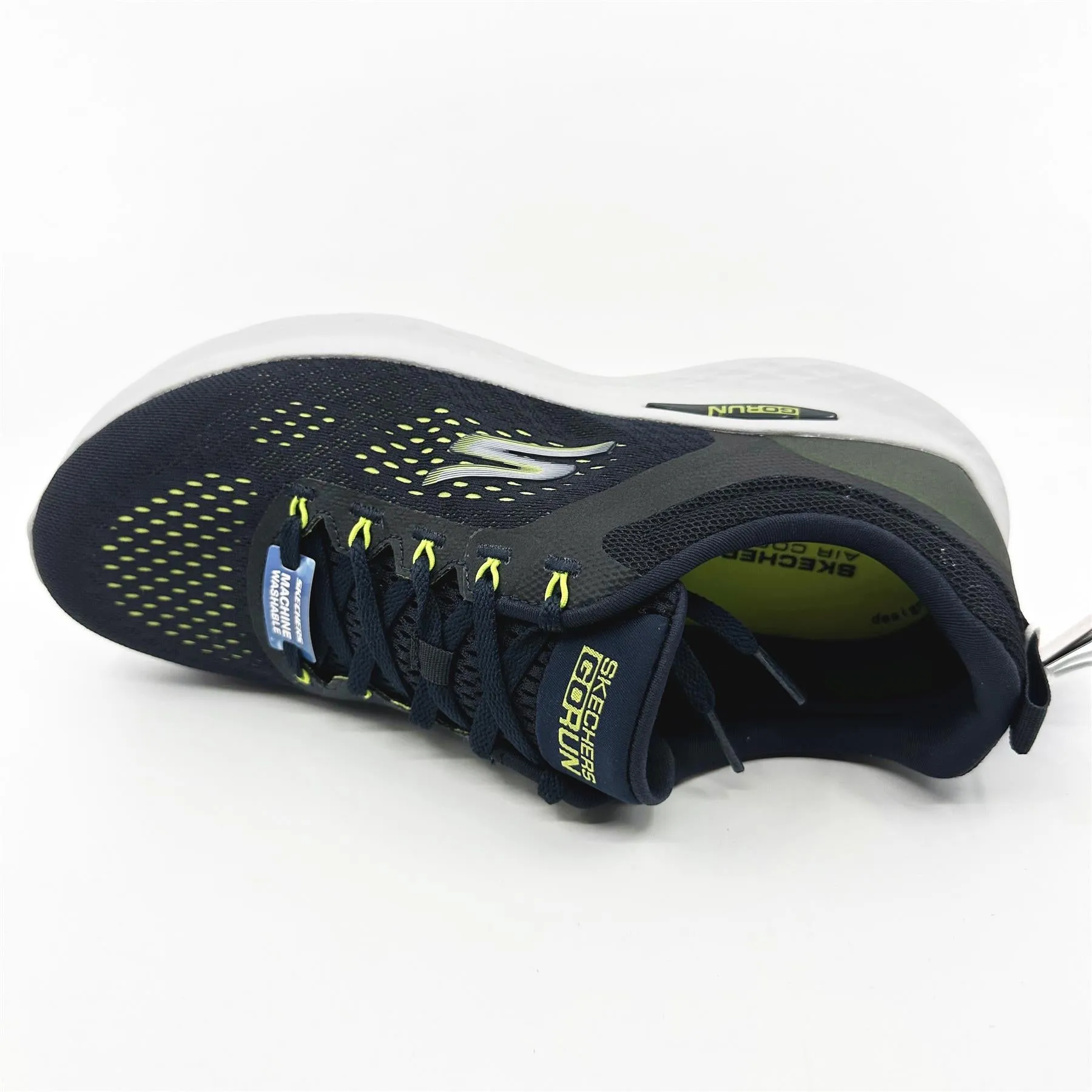 Skechers Go Run Lite Navy Lime Mens Extra Wide Athletic Sneakers