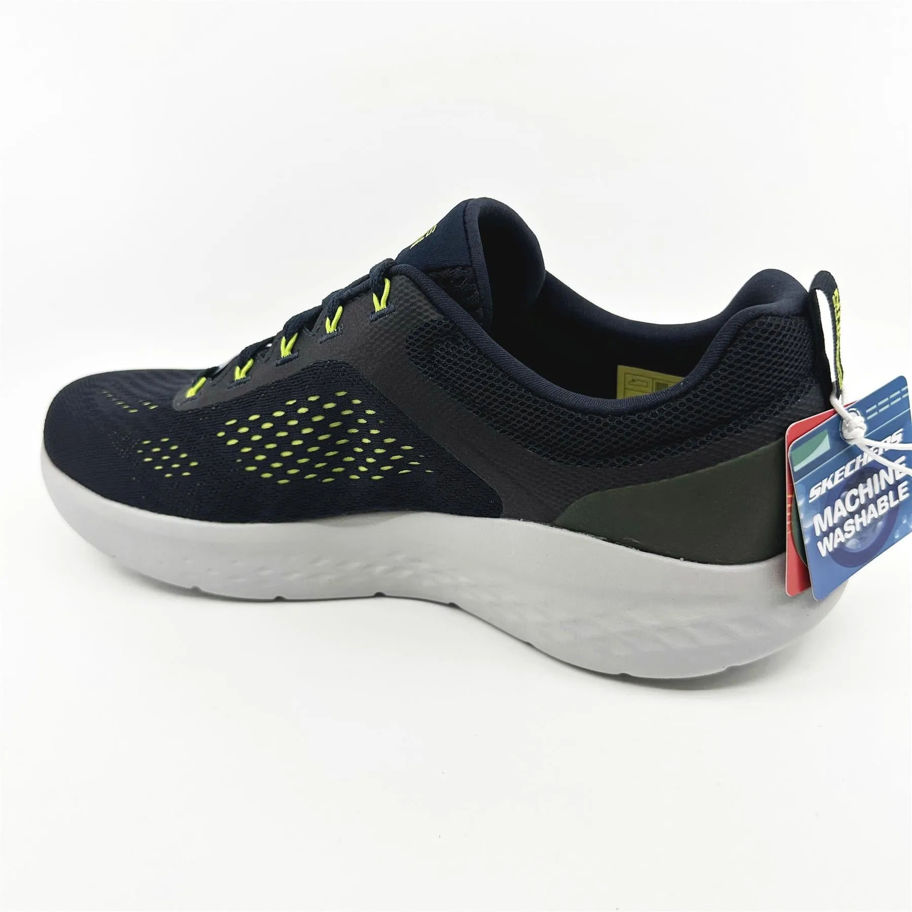 Skechers Go Run Lite Navy Lime Mens Extra Wide Athletic Sneakers