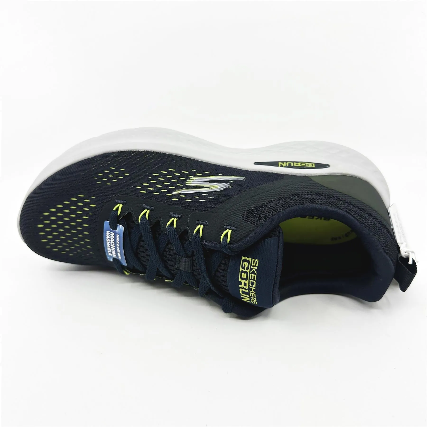 Skechers Go Run Lite Navy Lime Mens Slip On Sneakers