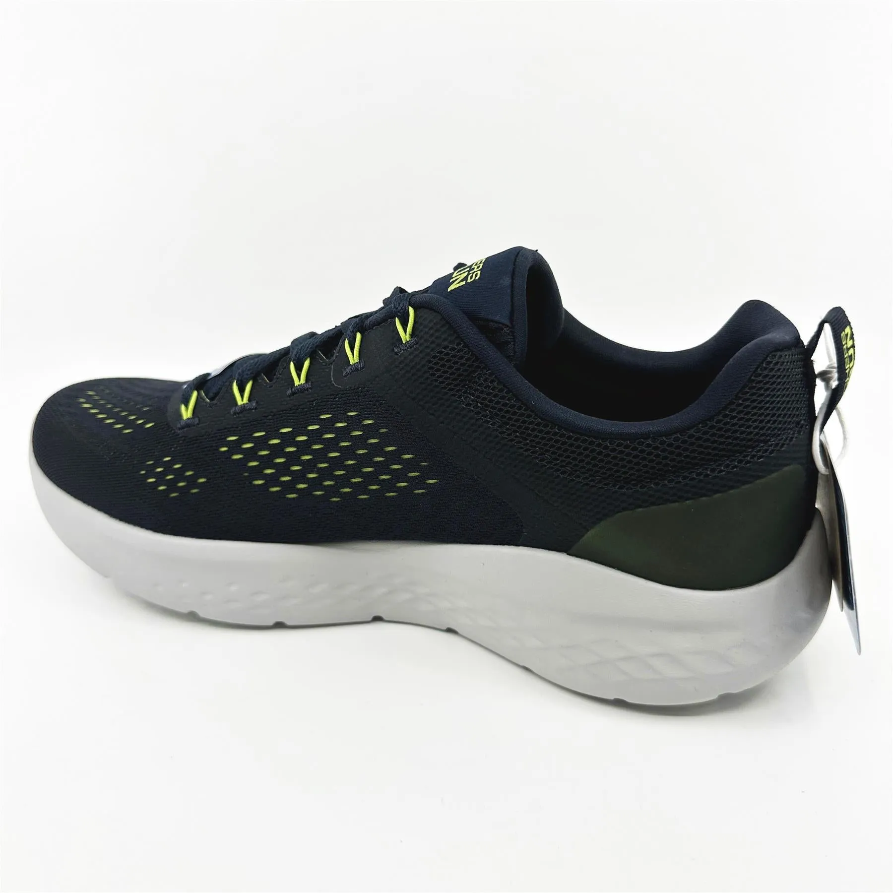 Skechers Go Run Lite Navy Lime Mens Slip On Sneakers