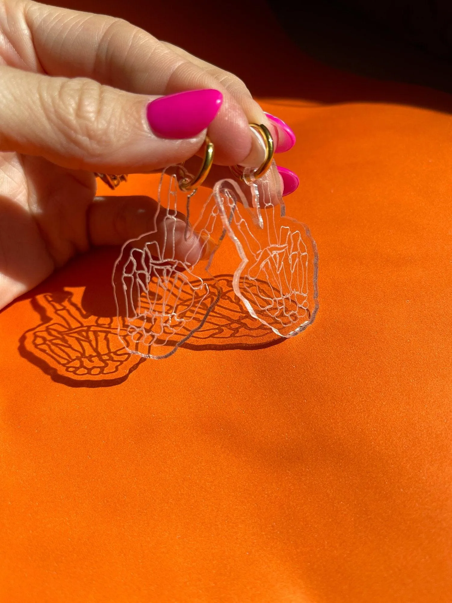 Skeleton Peace Sign Hoops